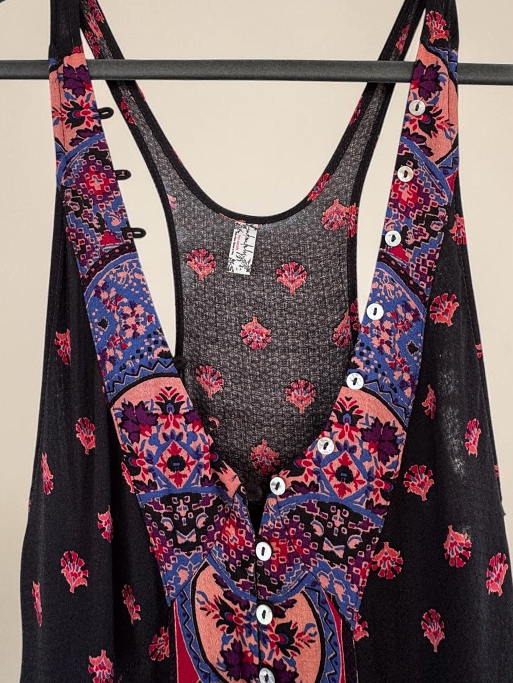 Free People Intimately Faithfully Yours Black Paisley-Panel High-Low Maxi Dress - Picture 7 of 15